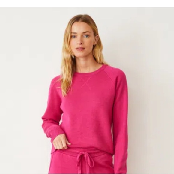Monrow Pink Crew Neck Pull Over Sweater - Picture 3 of 7